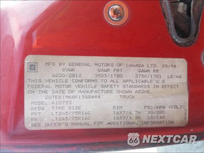 Zdjęcie 10 z 10 samochodu: 1994 GMC SIERRA K1500 VIN:2GTEK19K8R1568444 - miniatura