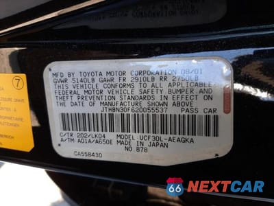 Zdjęcie 10 z 10 samochodu: 2002 LEXUS LS 430 VIN:JTHBN30F620055537 - miniatura