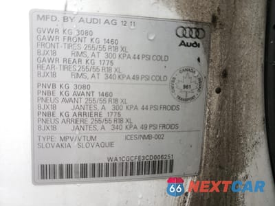 Zdjęcie 10 z 10 samochodu: 2012 AUDI Q7 PREMIUM VIN:WA1CGCFE3CD006251 - miniatura