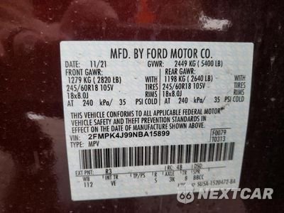 Zdjęcie 10 z 10 samochodu: 2022 FORD EDGE SEL VIN:2FMPK4J99NBA15899 - miniatura