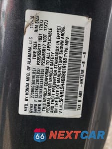 Zdjęcie 10 z 10 samochodu: 2011 HONDA ODYSSEY EX VIN:5FNRL5H46BB019188 - miniatura