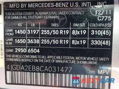 Zdjęcie 10 z 10 samochodu: 2012 MERCEDES-BENZ ML 350 BLUETEC VIN:4JGDA2EB8CA031477 - miniatura