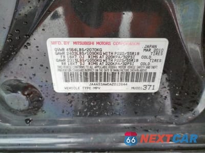 Zdjęcie 10 z 10 samochodu: 2010 MITSUBISHI OUTLANDER SE VIN:JA4AS3AW0AZ012644 - miniatura
