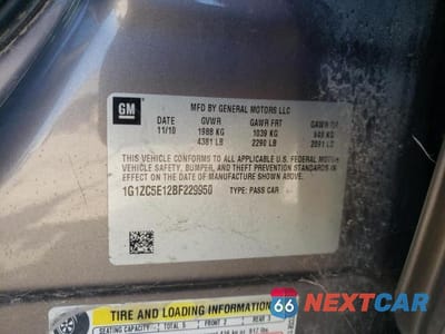 Zdjęcie 19 z 20 samochodu: 2011 CHEVROLET MALIBU 1LT VIN:1G1ZC5E12BF229950 - miniatura