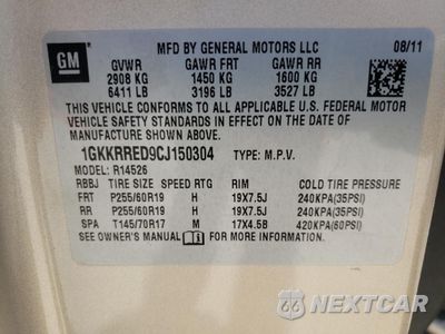Zdjęcie 10 z 10 samochodu: 2012 GMC ACADIA SLT-1 VIN:1GKKRRED9CJ150304 - miniatura
