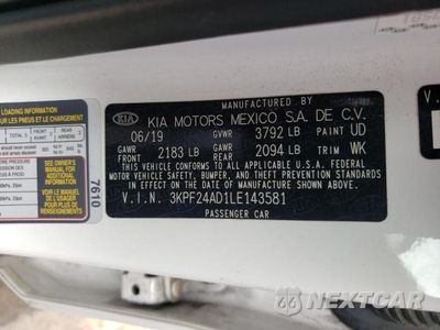 Zdjęcie 10 z 10 samochodu: 2020 KIA FORTE FE VIN:3KPF24AD1LE143581 - miniatura