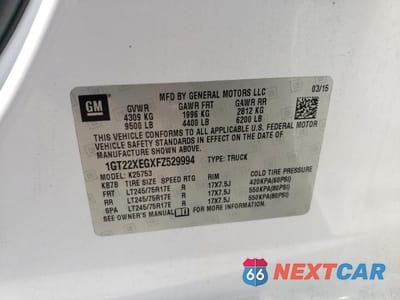 Zdjęcie 10 z 10 samochodu: 2015 GMC SIERRA K2500 HEAVY DUTY VIN:1GT22XEGXFZ529994 - miniatura