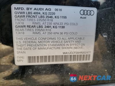 Zdjęcie 10 z 10 samochodu: 2017 AUDI Q3 PREMIUM PLUS VIN:WA1JCCFS5HR002477 - miniatura