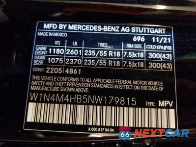 Zdjęcie 10 z 10 samochodu: 2022 MERCEDES-BENZ GLB 250 4MATIC VIN:W1N4M4HB5NW179815 - miniatura