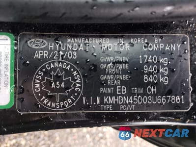 Zdjęcie 10 z 10 samochodu: 2003 HYUNDAI ELANTRA GLS VIN:KMHDN45D03U667861 - miniatura