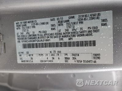 Zdjęcie 10 z 10 samochodu: 2016 FORD ESCAPE SE VIN:1FMCU0G97GUA31881 - miniatura
