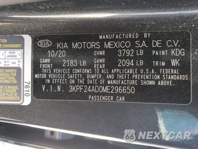 Zdjęcie 10 z 10 samochodu: 2021 KIA FORTE FE VIN:3KPF24AD0ME296650 - miniatura