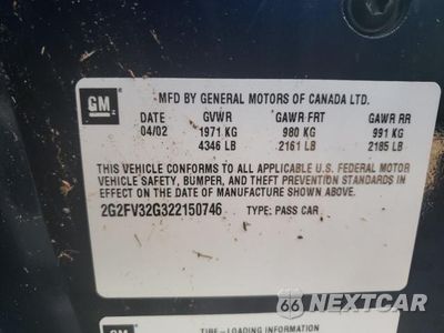 Zdjęcie 10 z 10 samochodu: 2002 PONTIAC FIREBIRD TRANS AM VIN:2G2FV32G322150746 - miniatura