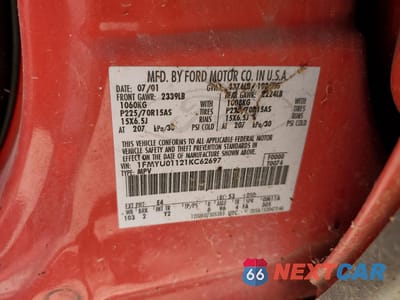 Zdjęcie 10 z 10 samochodu: 2001 FORD ESCAPE VIN:1FMYU01121KC62697 - miniatura