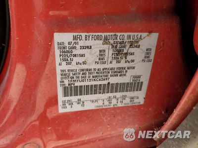 Zdjęcie 10 z 10 samochodu: 2001 FORD ESCAPE VIN:1FMYU01121KC62697 - miniatura