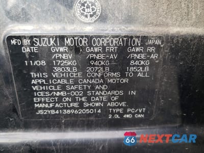 Zdjęcie 10 z 10 samochodu: 2009 SUZUKI SX4 TECHNOLOGY VIN:JS2YB413896205014 - miniatura