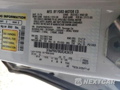 Zdjęcie 10 z 10 samochodu: 2016 FORD FUSION SE VIN:3FA6P0H78GR343419 - miniatura