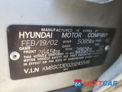 Zdjęcie 10 z 10 samochodu: 2002 HYUNDAI SANTA FE GLS VIN:KM8SC13D02U245599 - miniatura