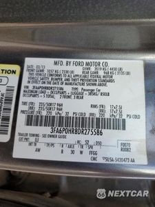 Zdjęcie 13 z 13 samochodu: 2013 FORD FUSION SE VIN:3FA6P0HR8DR275586 - miniatura
