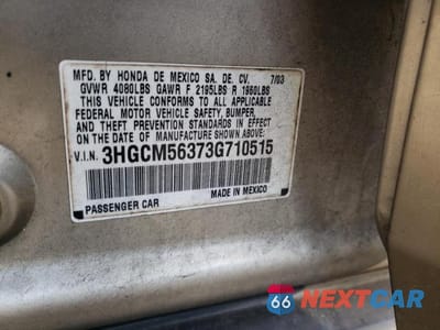 Zdjęcie 12 z 12 samochodu: 2003 HONDA ACCORD LX VIN:3HGCM56373G710515 - miniatura