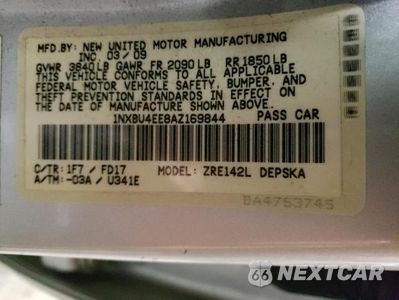 Zdjęcie 12 z 12 samochodu: 2010 TOYOTA COROLLA BASE VIN:1NXBU4EE8AZ169844 - miniatura