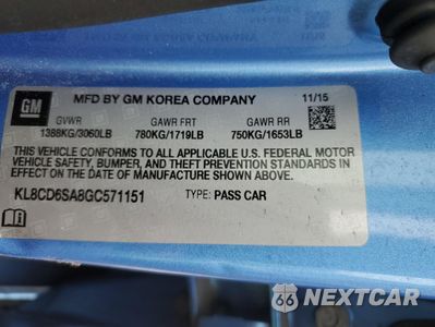 Zdjęcie 13 z 13 samochodu: 2016 CHEVROLET SPARK 1LT VIN:KL8CD6SA8GC571151 - miniatura