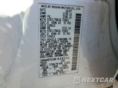 Zdjęcie 14 z 14 samochodu: 2008 NISSAN FRONTIER CREW CAB LE VIN:1N6AD07U18C414591 - miniatura