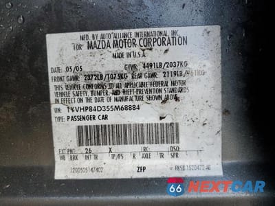 Zdjęcie 12 z 12 samochodu: 2005 MAZDA 6 S VIN:1YVHP84D355M68884 - miniatura