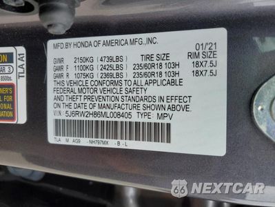 Zdjęcie 12 z 12 samochodu: 2021 HONDA CR-V EXL VIN:5J6RW2H86ML008405 - miniatura
