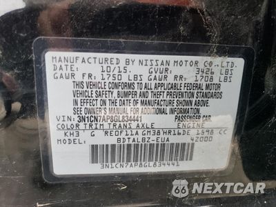 Zdjęcie 12 z 12 samochodu: 2016 NISSAN VERSA S VIN:3N1CN7AP8GL834441 - miniatura