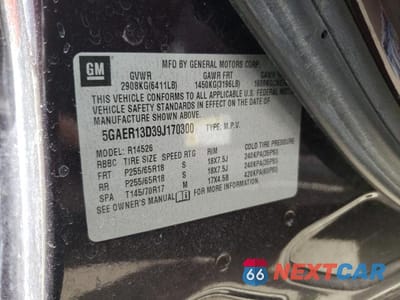Zdjęcie 12 z 12 samochodu: 2009 BUICK ENCLAVE CX VIN:5GAER13D39J170300 - miniatura