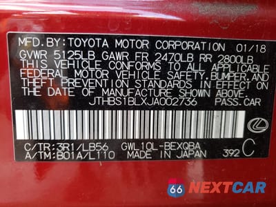 Zdjęcie 12 z 12 samochodu: 2018 LEXUS GS 450H BASE VIN:JTHBS1BLXJA002736 - miniatura