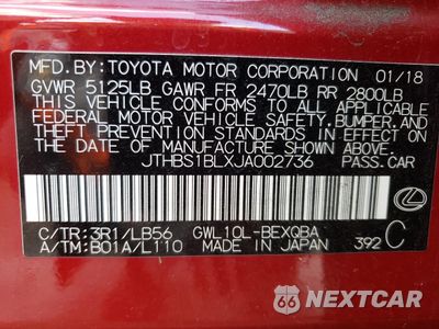 Zdjęcie 12 z 12 samochodu: 2018 LEXUS GS 450H BASE VIN:JTHBS1BLXJA002736 - miniatura