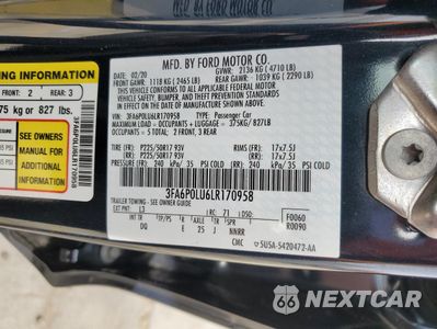Zdjęcie 14 z 14 samochodu: 2020 FORD FUSION SE VIN:3FA6P0LU6LR170958 - miniatura