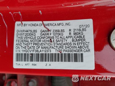 Zdjęcie 12 z 12 samochodu: 2020 HONDA ACCORD SPORT VIN:1HGCV1F38LA112373 - miniatura