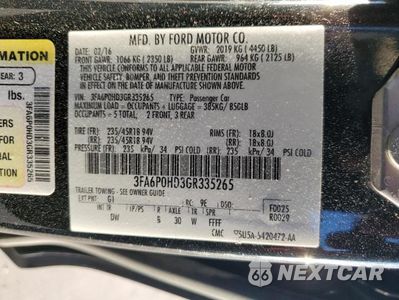 Zdjęcie 12 z 12 samochodu: 2016 FORD FUSION SE VIN:3FA6P0HD3GR335265 - miniatura