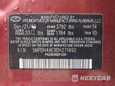 Zdjęcie 12 z 12 samochodu: 2013 HYUNDAI ELANTRA GLS VIN:5NPDH4AE9DH271692 - miniatura