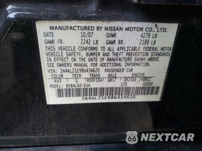 Zdjęcie 12 z 12 samochodu: 2008 NISSAN ALTIMA 2.5 VIN:1N4AL21E98N434620 - miniatura