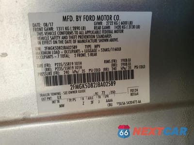 Zdjęcie 13 z 13 samochodu: 2018 FORD FLEX LIMITED VIN:2FMGK5D82JBA02589 - miniatura