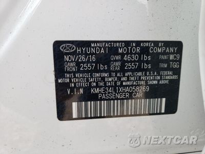 Zdjęcie 12 z 12 samochodu: 2017 HYUNDAI SONATA HYBRID VIN:KMHE34L1XHA058269 - miniatura