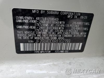 Zdjęcie 12 z 12 samochodu: 2024 SUBARU CROSSTREK PREMIUM VIN:JF2GUADC6R8302793 - miniatura