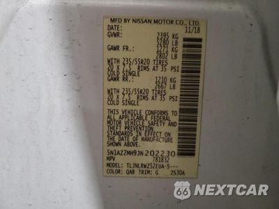 Zdjęcie 13 z 13 samochodu: 2018 NISSAN MURANO S VIN:5N1AZ2MH9JN202230 - miniatura