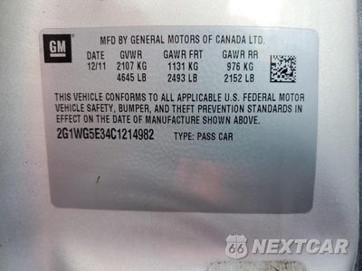 Zdjęcie 12 z 12 samochodu: 2012 CHEVROLET IMPALA LT VIN:2G1WG5E34C1214982 - miniatura
