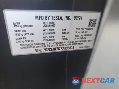 Zdjęcie 15 z 15 samochodu: 2024 TESLA CYBERTRUCK VIN:7G2CEHED7RA035023 - miniatura