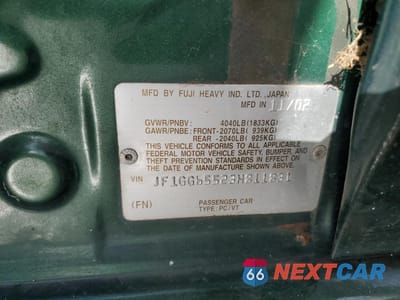 Zdjęcie 13 z 13 samochodu: 2003 SUBARU IMPREZA TS VIN:JF1GG65523H811831 - miniatura