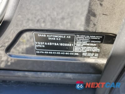 Zdjęcie 14 z 14 samochodu: 2010 SAAB 9-3 2.0T VIN:YS3FA4BY9A1608881 - miniatura