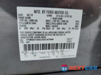 Zdjęcie 14 z 14 samochodu: 2018 FORD EXPLORER XLT VIN:1FM5K7D83JGC47848 - miniatura