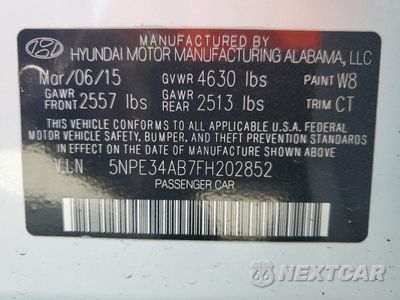 Zdjęcie 14 z 14 samochodu: 2015 HYUNDAI SONATA SPORT VIN:5NPE34AB7FH202852 - miniatura