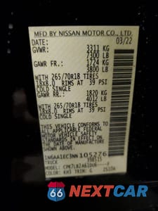 Zdjęcie 14 z 14 samochodu: 2022 NISSAN TITAN S VIN:1N6AA1EC3NN105276 - miniatura