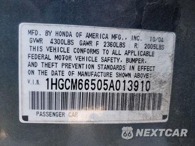 Zdjęcie 13 z 13 samochodu: 2005 HONDA ACCORD EX VIN:1HGCM66505A013910 - miniatura